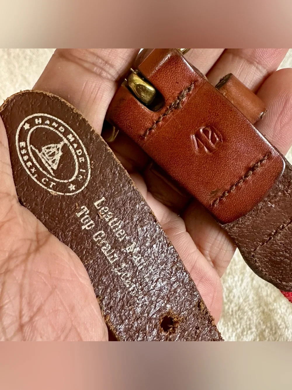 Vintage Leather Man Ltd Sailboat Ribbon Canvas Belt Brass Size 42